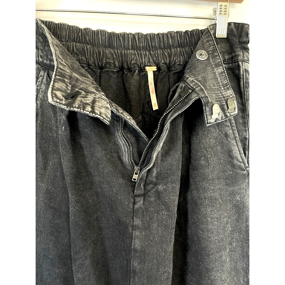 Free People Womens Cool Harbor Wide Leg Pleated Pants Size XS Black Barrel Boho - Picture 4 of 14